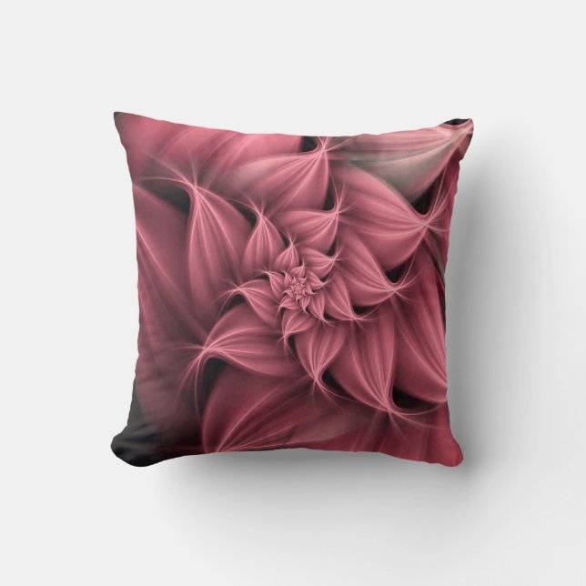 Awesome pink  Flower Fractal  Throw Pillow (Front)