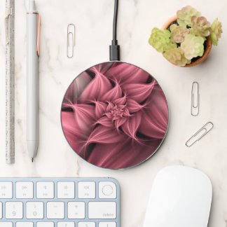 Awesome Pink Flower Fractal Wireless Charger