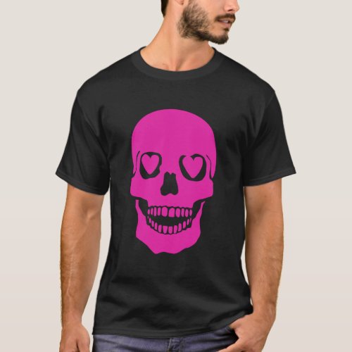 Awesome Pink Skull Heart Eyes T_Shirt