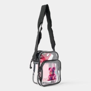 Awesome Pink Teddy Bear Clear Crossbody Bag