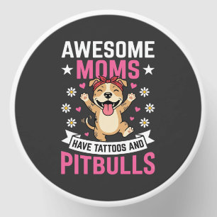 Awesome Pitbull Moms Have Tattoos Funny Dog Mini Candle Favors