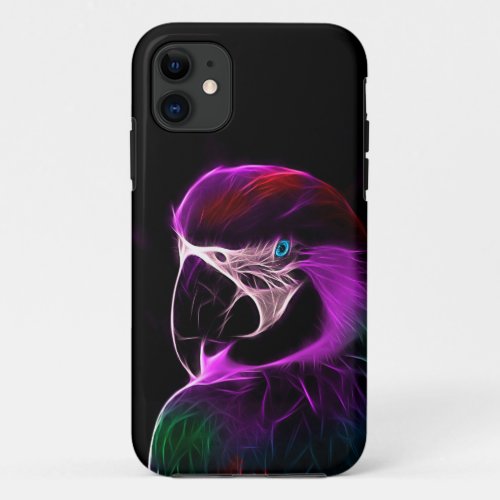 Awesome Plum Glow Parrot iPhone 11 Case