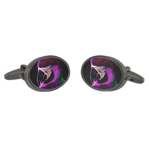 Awesome Plum Glow Parrot Cufflinks