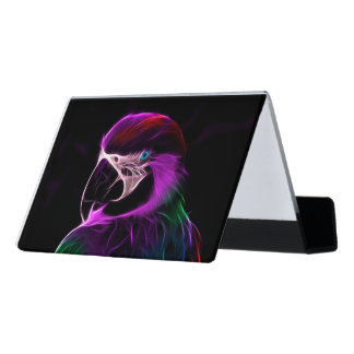 Awesome Plum Glow Parrot Desk Business Card Holder