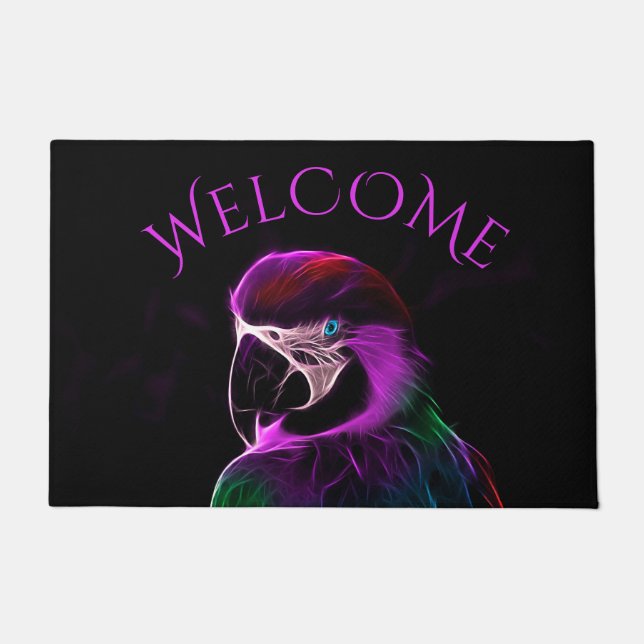 Awesome Plum Glow Parrot Doormat (Front)