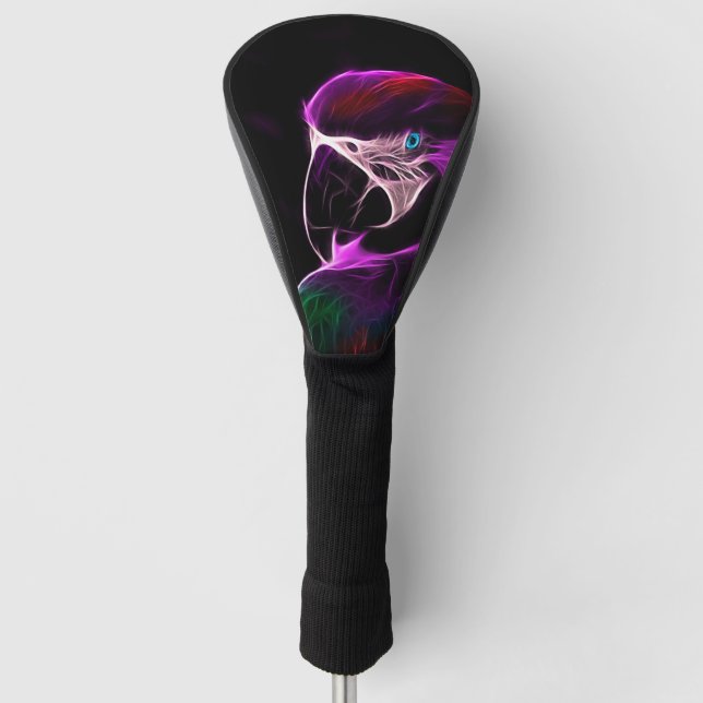 Awesome Plum Glow Parrot Golf Head Cover (Front)