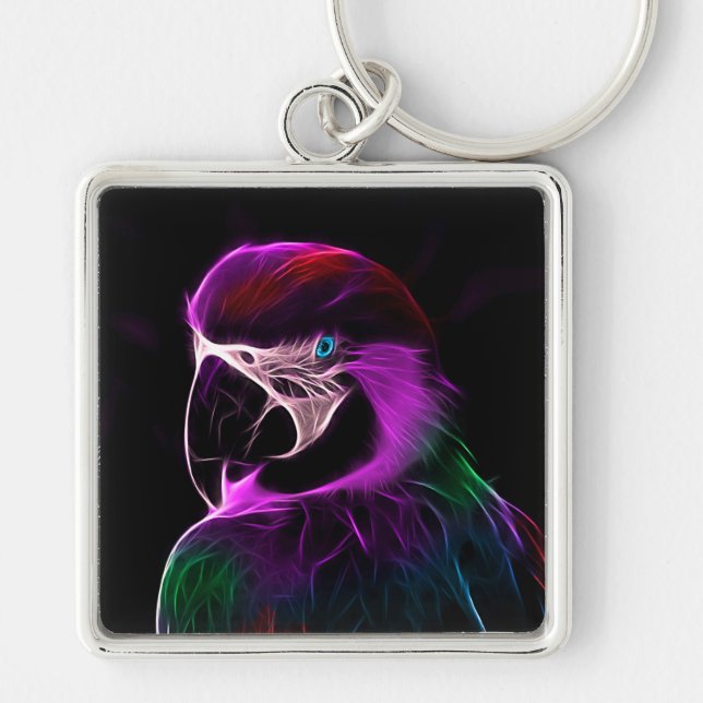 Awesome Plum Glow Parrot Keychain (Front)