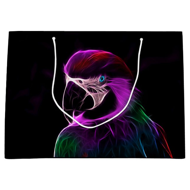 Awesome Plum Glow Parrot Large Gift Bag (Front)