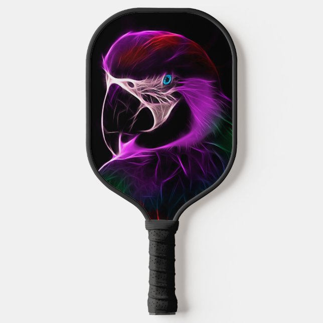 Awesome Plum Glow Parrot Pickleball Paddle (Front)