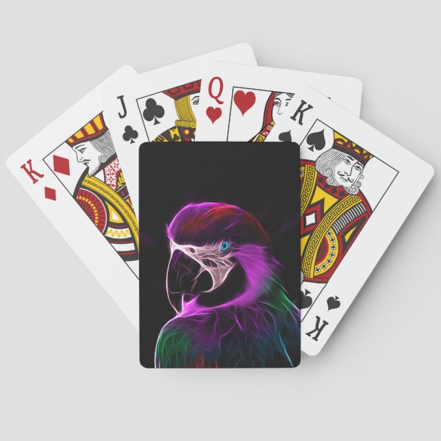 Awesome Plum Glow Parrot Poker Cards (Back)