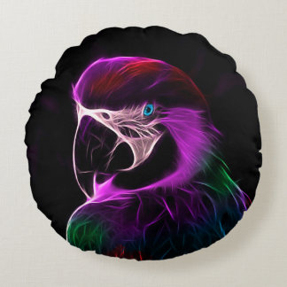 Awesome Plum Glow Parrot Round Pillow