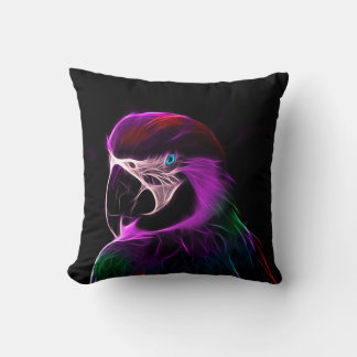 Awesome Plum Glow Parrot Throw Pillow