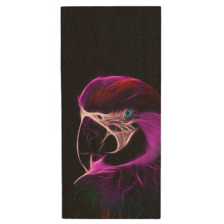 Awesome Plum Glow Parrot Wood Flash Drive
