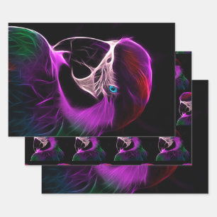 Awesome Plum Glow Parrot Wrapping Paper Sheets