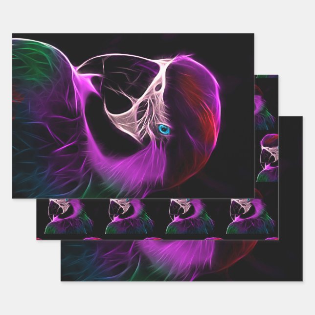 Awesome Plum Glow Parrot Wrapping Paper Sheets (Set)