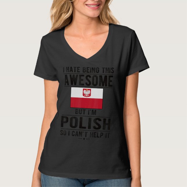 Awesome Polish Flag Poland Polish Roots T-Shirt (Front)