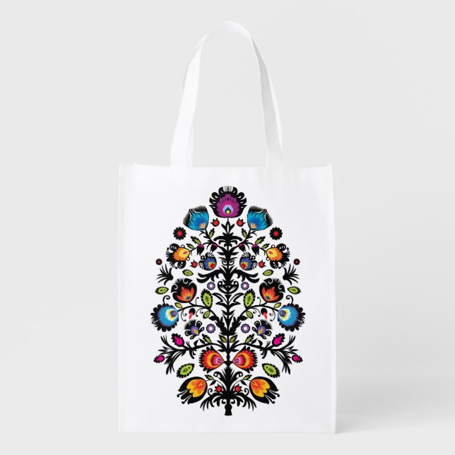 🤩Awesome polish Folk Wycinanki  Grocery Bag (Front)