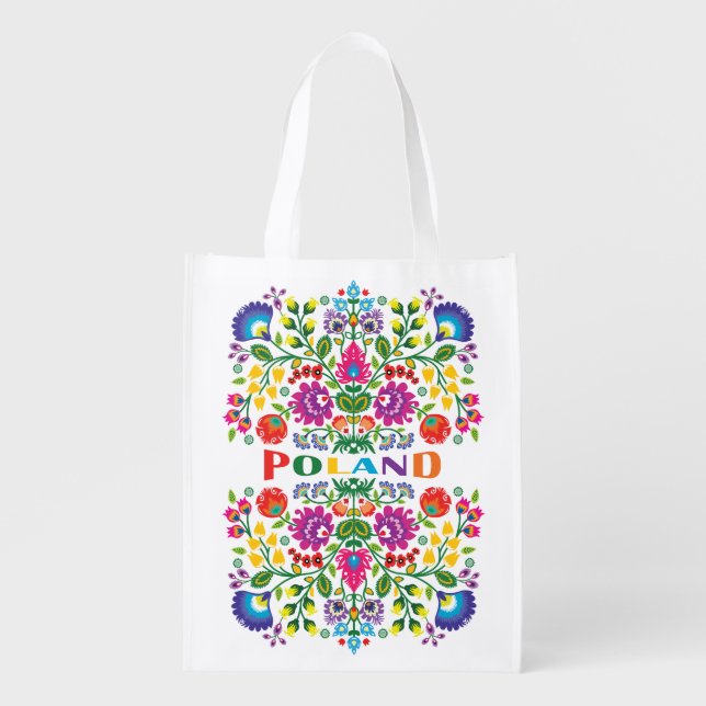 ❗🤩Awesome polish Folk Wycinanki Poland  Grocery Bag (Front)