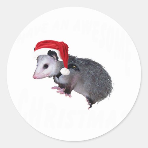 Awesome Possum Christmas Classic Round Sticker