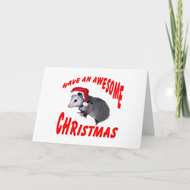 Awesome Possum Christmas Holiday Card (Front)