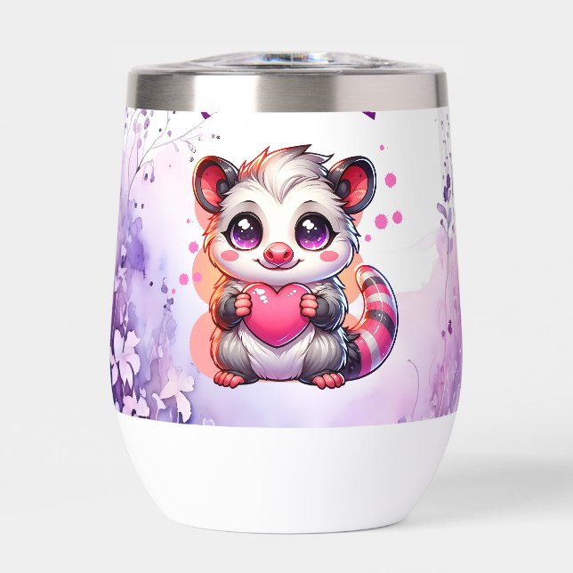 Awesome Possum | Cute Cartoon Opossum Thermal Wine Tumbler (Front)