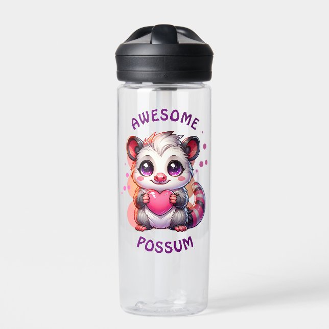 Awesome Possum | Cute Cartoon Opossum Water Bottle (Front)
