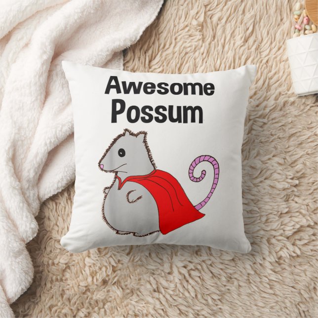 Awesome Possum Funny, Cute. Animal Lover Throw Pillow (Blanket)