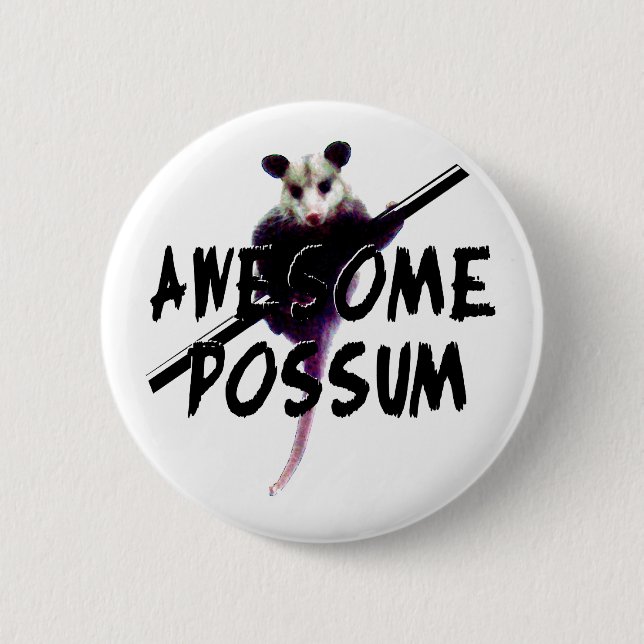 Awesome Possum Opossum Pinback Button (Front)