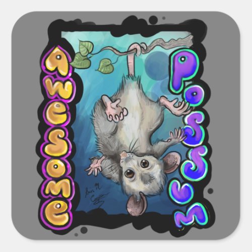Awesome Possum Square Sticker