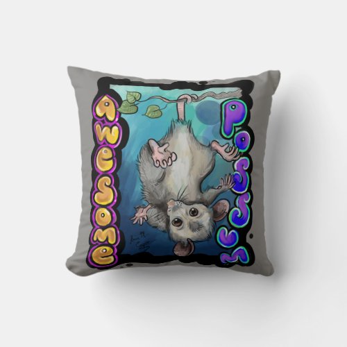 Awesome Possum Throw Pillow