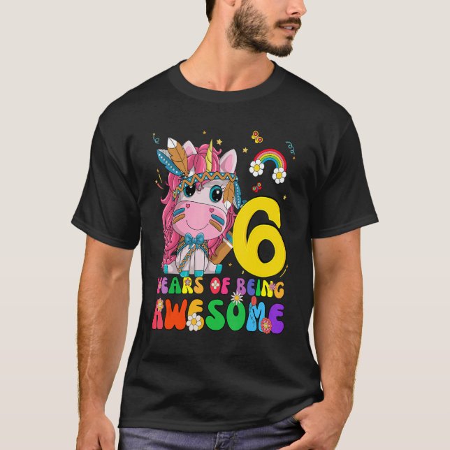 Awesome Princess Unicorn Birthday 6 Year Old Girl  T-Shirt (Front)