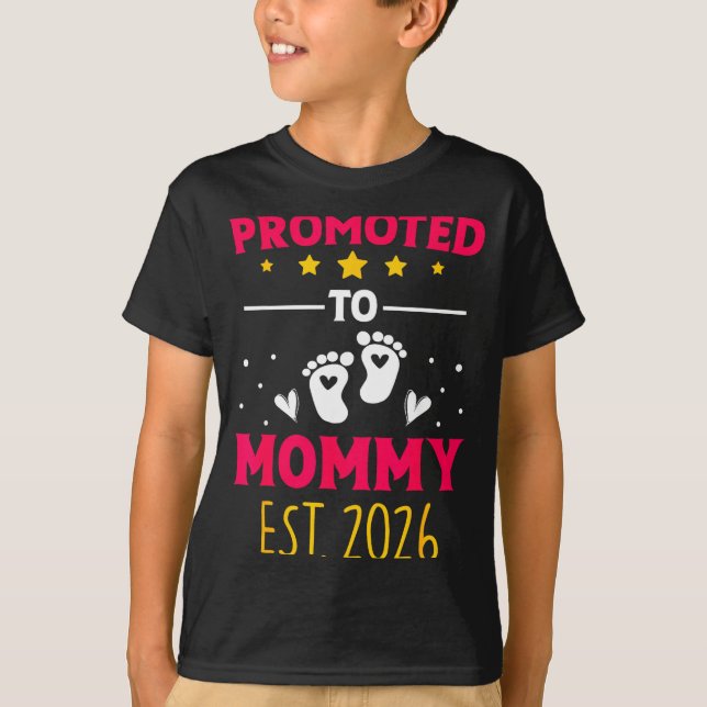 Awesome Promoted To Mommy 2026 Pregnancy Announcem T-Shirt (Front)
