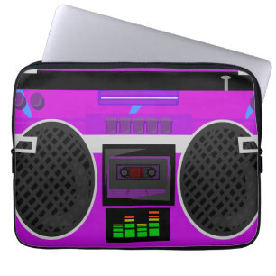 Awesome Purple Illustrated 80s Boombox Laptop Sleeve