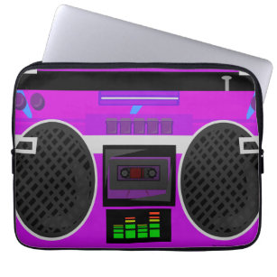 Awesome Purple Illustrated 80s Boombox Laptop Sleeve