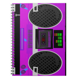 Awesome Purple Illustrated 80s Boombox Notebook