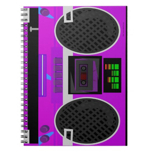 Awesome Purple Illustrated 80s Boombox Notebook