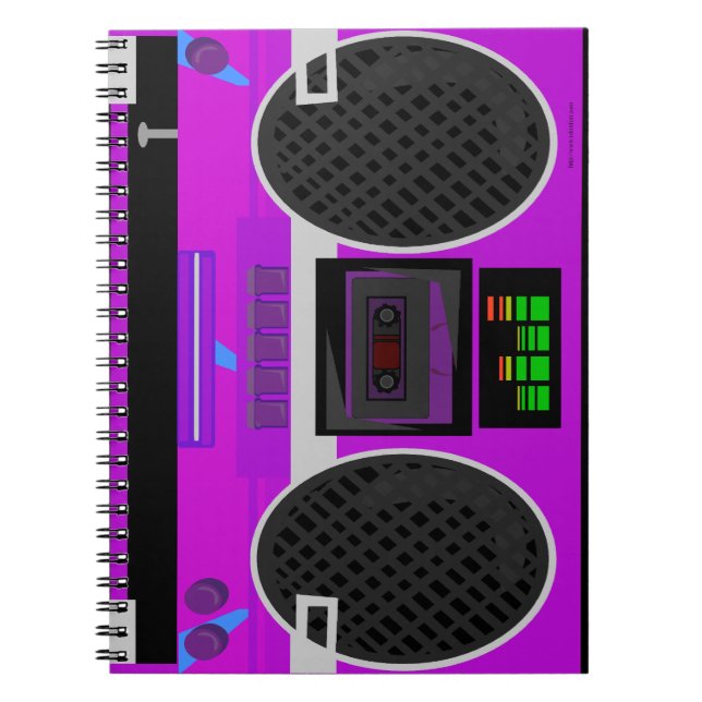 Awesome Purple Illustrated 80s Boombox Notebook (Front)