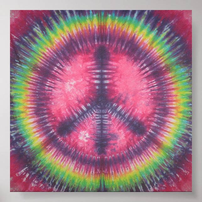 Awesome Purple Tie Dye Peace Sign Canvas (Front)