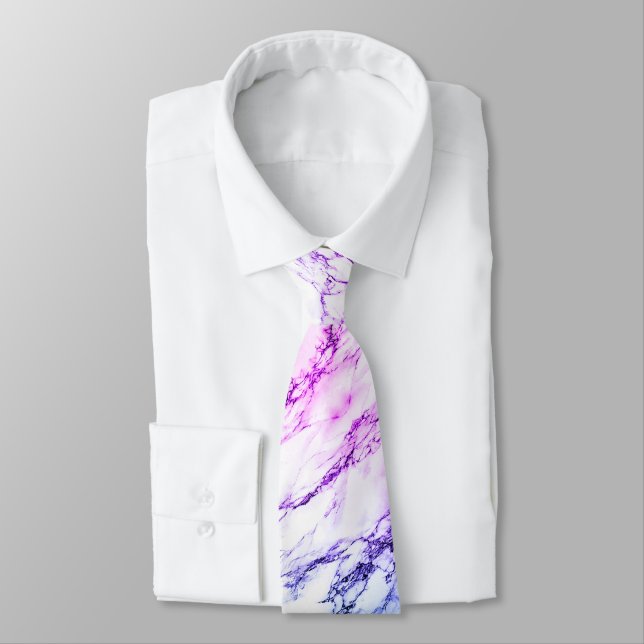 Awesome Purples and Blueish  Vein Marble Look Neck Tie (Tied)