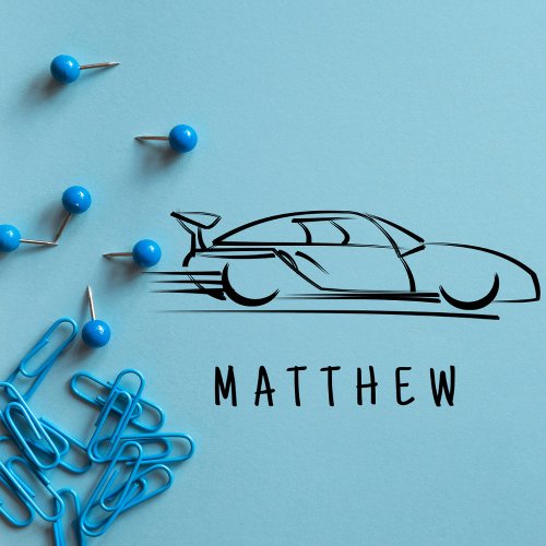 Awesome Racing Car Kids Name Small  Rubber Stamp