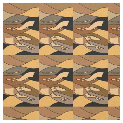 Awesome Racing Greyhound Dog Abstract Art Fabric