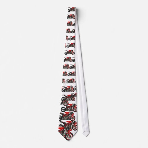 Awesome Red Racing Motorcycle Neck Tie