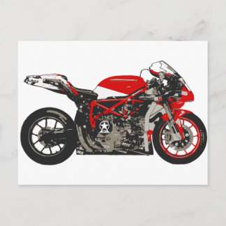 Awesome Red Racing Motorcycle Postcard