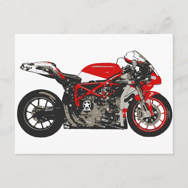 Awesome Red Racing Motorcycle Postcard (Front)