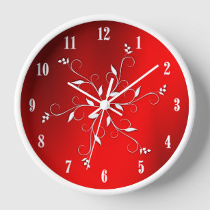 Awesome Red White Numbers Accent Clock