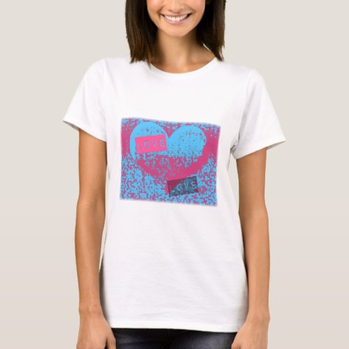 Awesome Retro Colors Love Heart Design T_Shirt