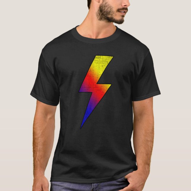 Awesome Retro Front & Back COLD BLACK FIRE Lightni T-Shirt (Front)