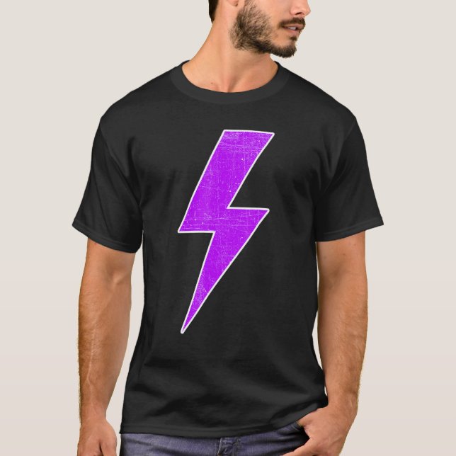Awesome Retro Front & Back PURPLE & WHITE Lightnin T-Shirt (Front)