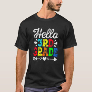 Awesome Retro Hello 3rd Grade Teacher Student Squa T-Shirt