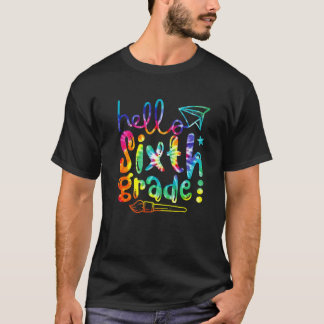 Awesome Retro Hello 6th Grade Teacher Student Tie  T-Shirt